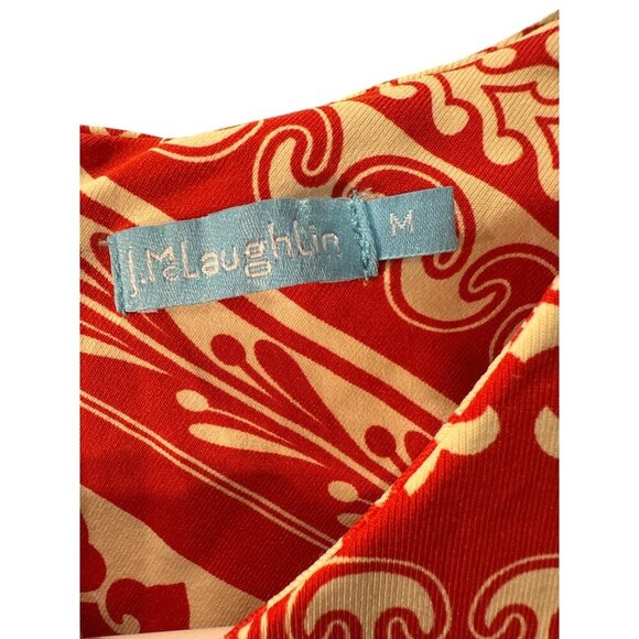 J. McLaughlin Red & White Tribal Print Dress With 3/4 Sleeves M, Pre-Owned EUC - Picture 5 of 8